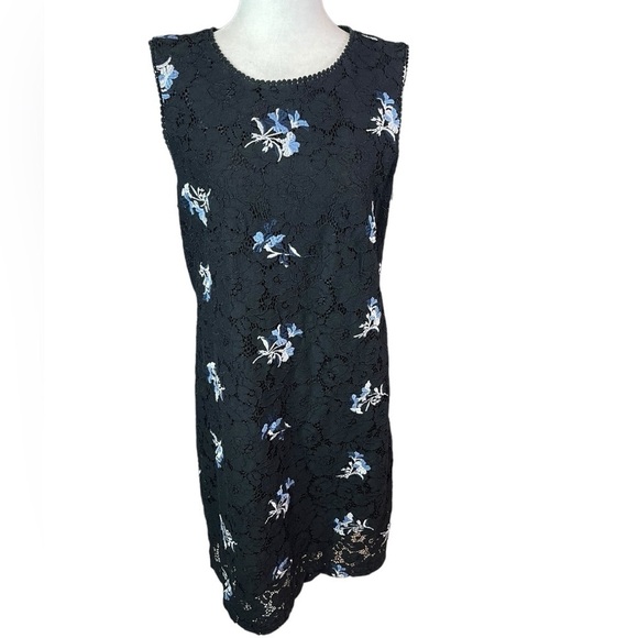 Ann Taylor Floral Embroidered Lace Sheath Dress, Blue, Size US 8 - Picture 7 of 16